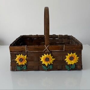 Sunflower Woven Basket Cottage Grandma Decor